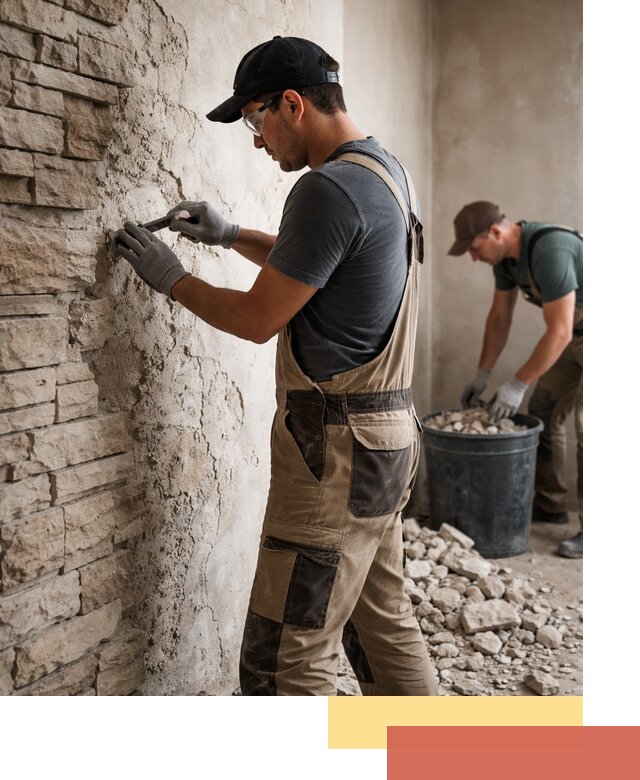 Демонтаж декоративного камня в Йошкар-Оле профессионально и безопасно