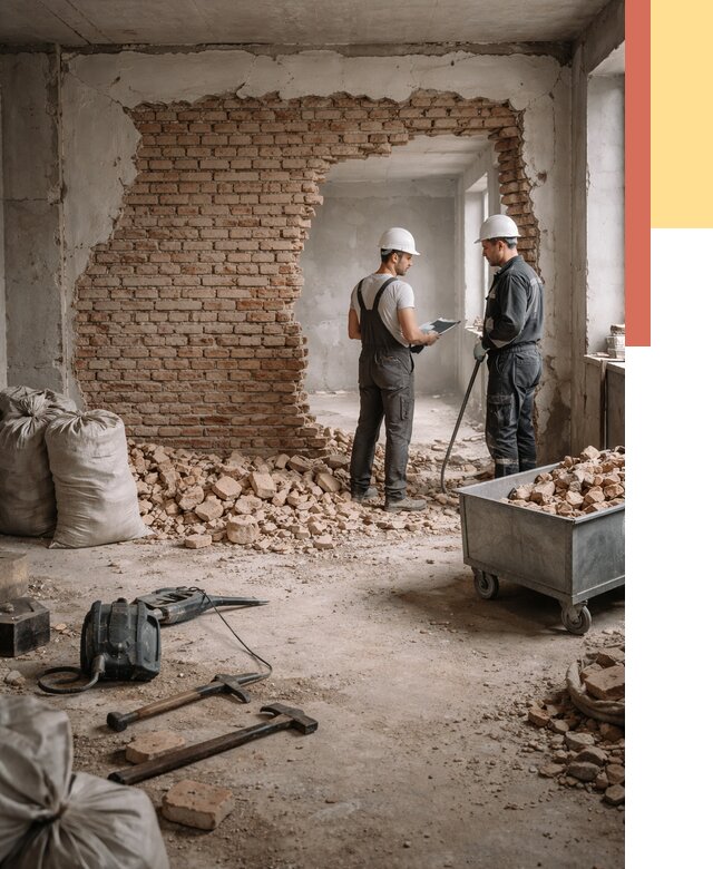 Демонтаж кирпичных стен в Йошкар-Оле от 4295 руб. — быстро, недорого, под ключ | ОТДЕЛОЧНИК-Шкр