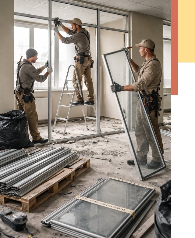 Демонтаж алюминиевых перегородок в Йошкар-Оле от 4295 руб. — быстро и недорого | ОТДЕЛОЧНИК-Шкр