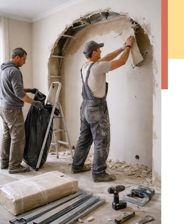 Демонтаж арки из гипсокартона в Йошкар-Оле от 3579 руб. — услуги под ключ | ОТДЕЛОЧНИК-Шкр