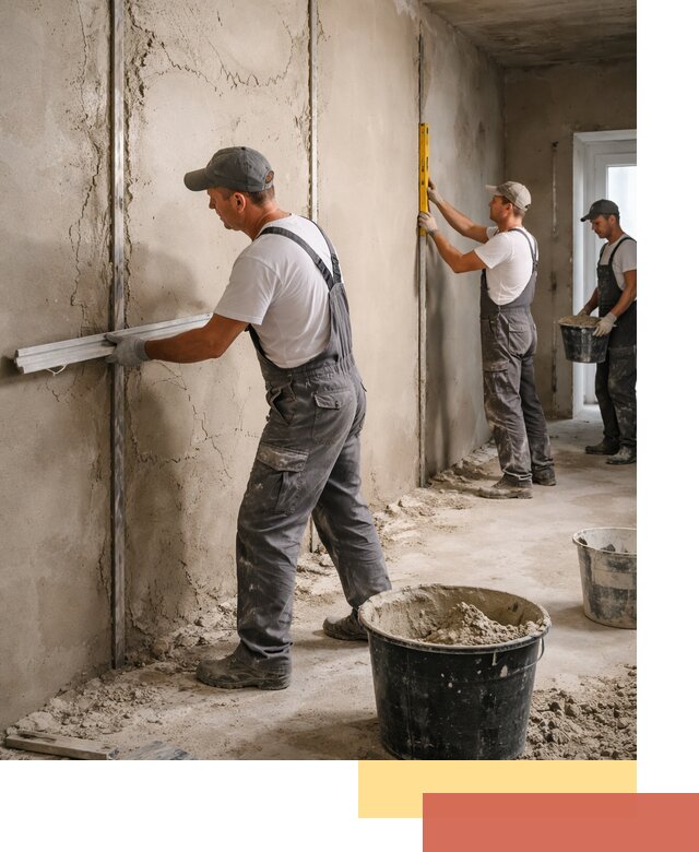 Штукатурка стен по маякам в Йошкар-Оле — точная и ровная поверхность