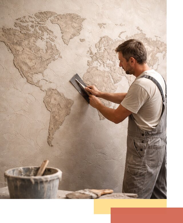 Декоративная штукатурка «Карта мира» под ключ в Йошкар-Оле