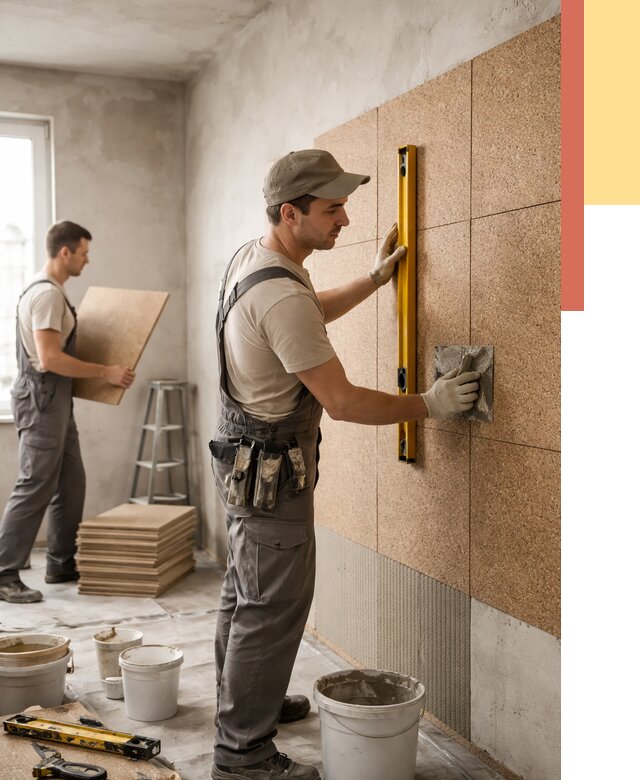 Монтаж пробковых панелей на стены в Йошкар-Оле от 3579 руб. — ОТДЕЛОЧНИК-Шкр