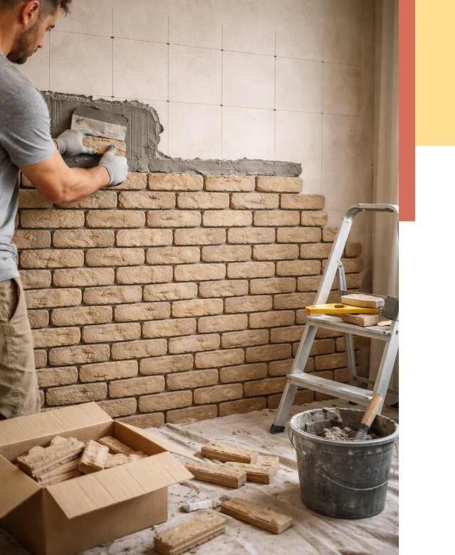 Монтаж декоративного кирпича в Йошкар-Оле от 3272 руб./м² — быстро и недорого | ОТДЕЛОЧНИК-Шкр