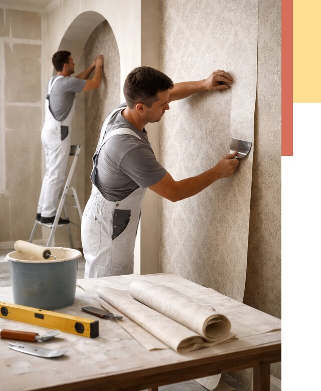 Поклейка обоев на сложные стены в Йошкар-Оле от 2863 руб. под ключ | ОТДЕЛОЧНИК-Шкр