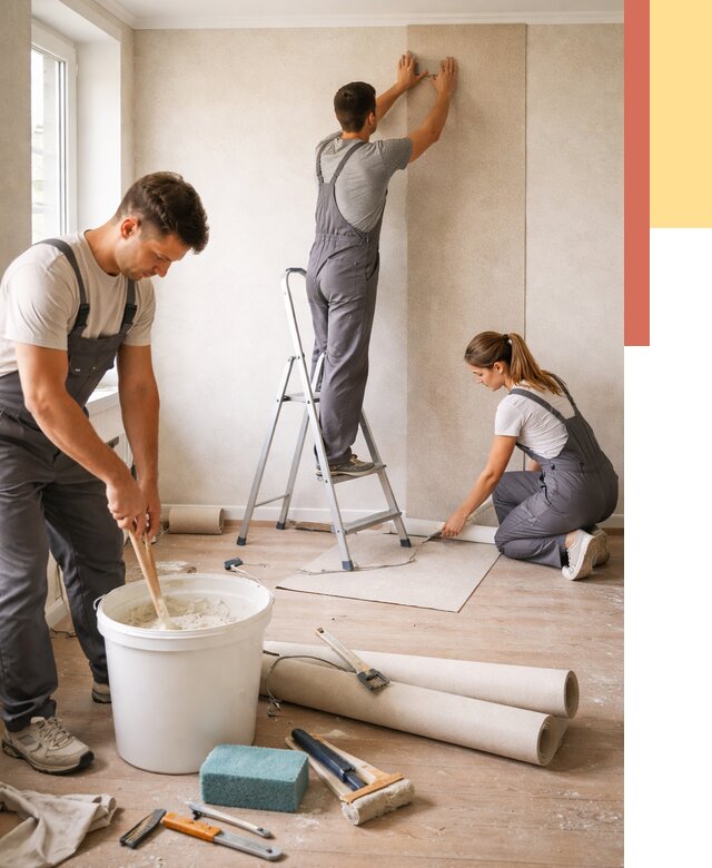 Оклейка стен обоями в Йошкар-Оле от 3579 руб/м2 — быстро и недорого | ОТДЕЛОЧНИК-Шкр