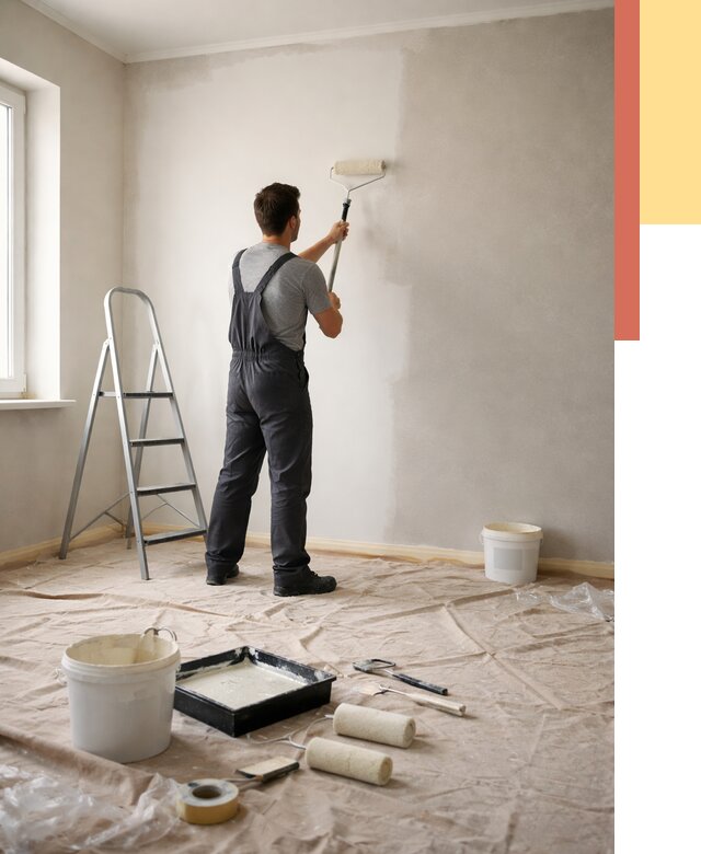 Покраска стен моющейся краской в Йошкар-Оле от 358 руб./м² — быстро и недорого | ОТДЕЛОЧНИК-Шкр