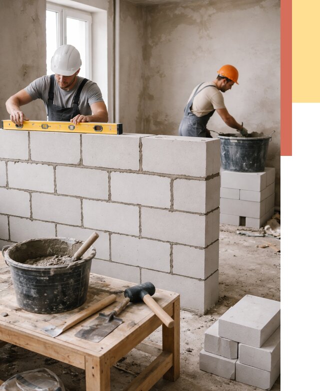 Кладка перегородок из газобетона в Йошкар-Оле от 3272 руб. под ключ | ОТДЕЛОЧНИК-Шкр