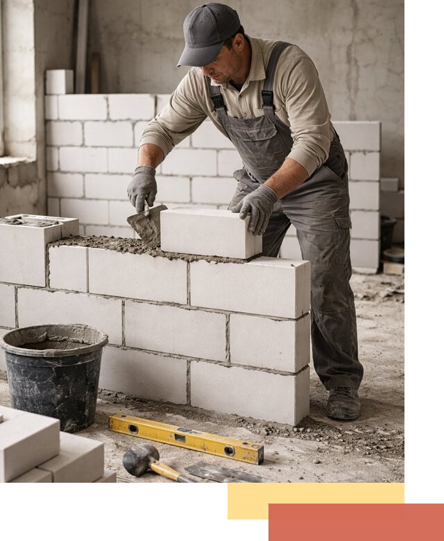 Кладка перегородок из силикатного блока в Йошкар-Оле