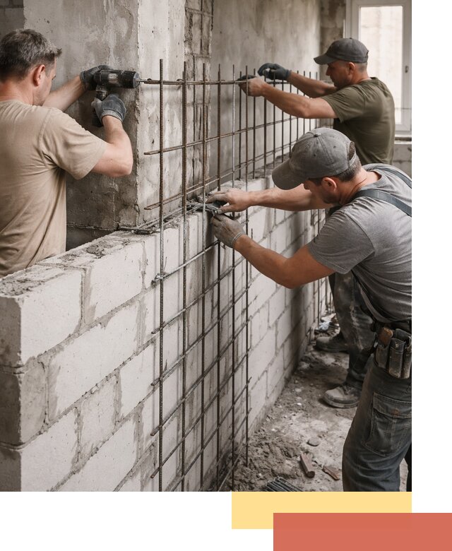 Армирование кладки перегородок в Йошкар-Оле профессионально и надёжно