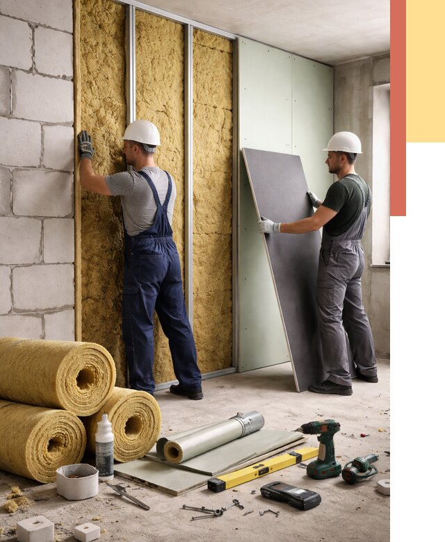 Шумоизоляция перегородок из блоков в Йошкар-Оле от 1892 руб./м² — быстро и недорого | ОТДЕЛОЧНИК-Шкр