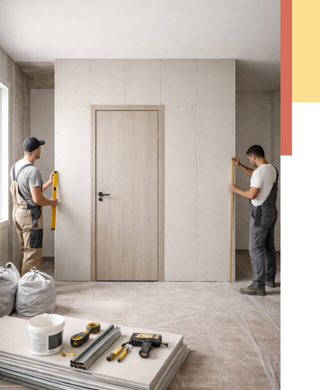 Перегородка из гипсокартона с дверью в Йошкар-Оле от 4602 руб. под ключ | ОТДЕЛОЧНИК-Шкр