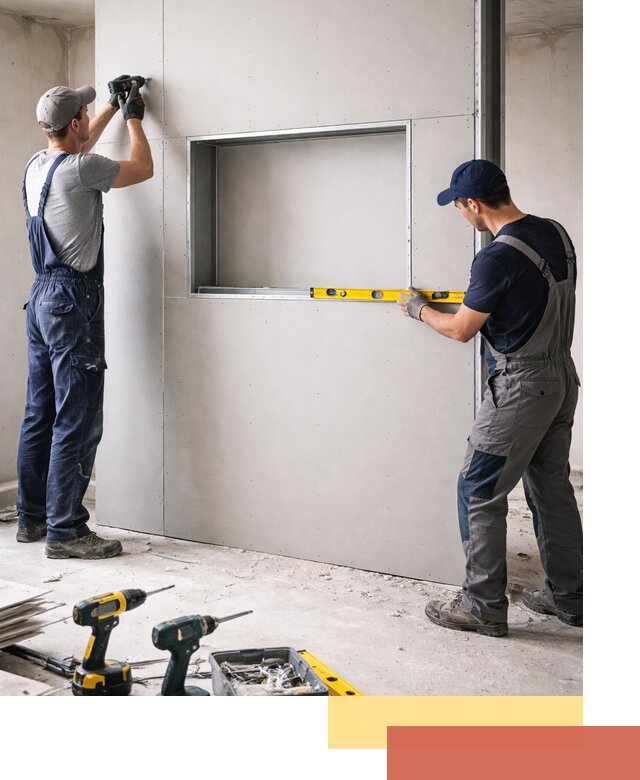 Перегородка из гипсокартона с нишей под декор в Йошкар-Оле