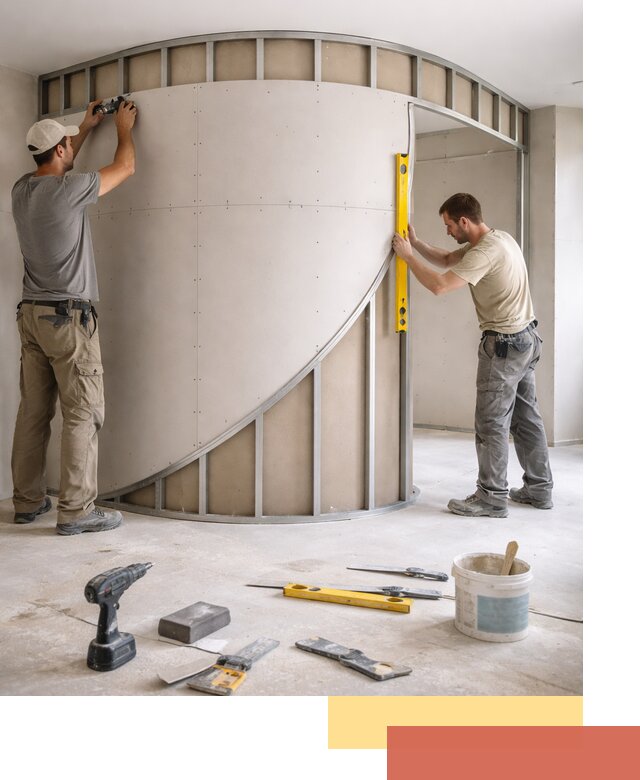 Радиусная перегородка из гипсокартона в Йошкар-Оле под ключ