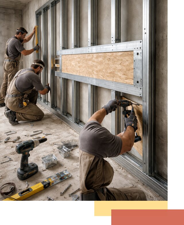 Усиленная перегородка для крепления тяжёлых конструкций в Йошкар-Оле