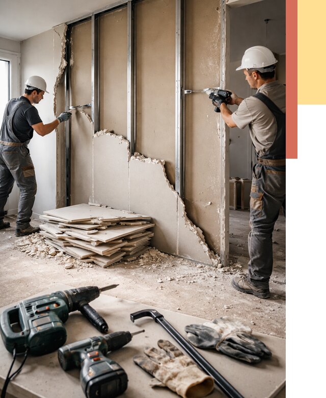 Демонтаж перегородки из гипсокартона в Йошкар-Оле от 1227 руб. быстро и недорого | ОТДЕЛОЧНИК-Шкр