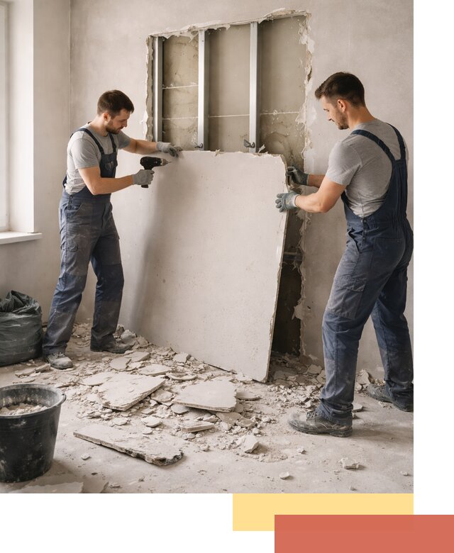 Демонтаж перегородки из гипсокартона в Йошкар-Оле быстрый и аккуратный