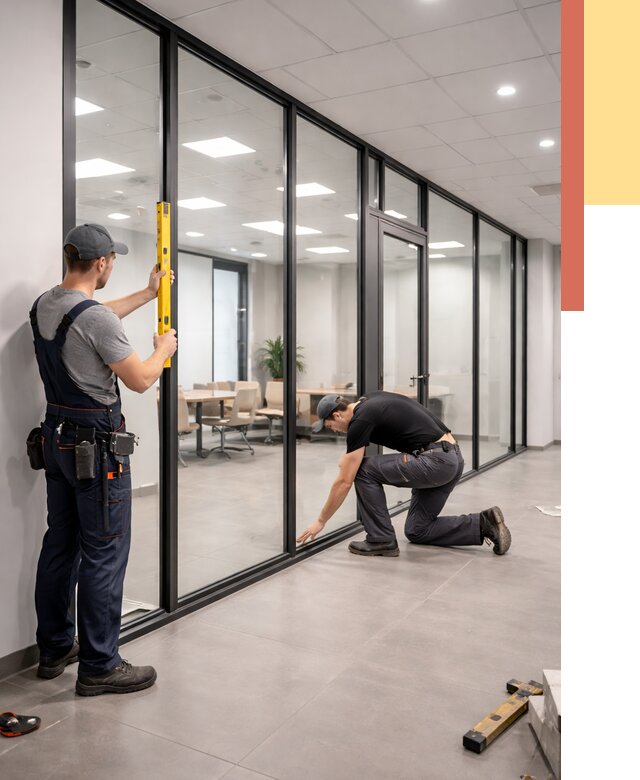 Каркасные стеклянные перегородки в Йошкар-Оле под ключ от 9408 руб. | ОТДЕЛОЧНИК-Шкр