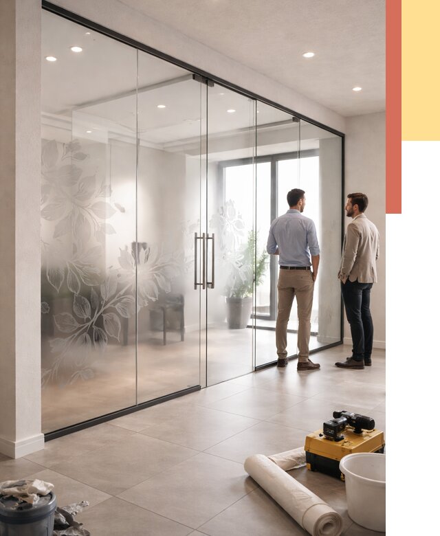 Стеклянные перегородки с рисунком в Йошкар-Оле от 12783 руб. монтаж и нанесение | ОТДЕЛОЧНИК-Шкр