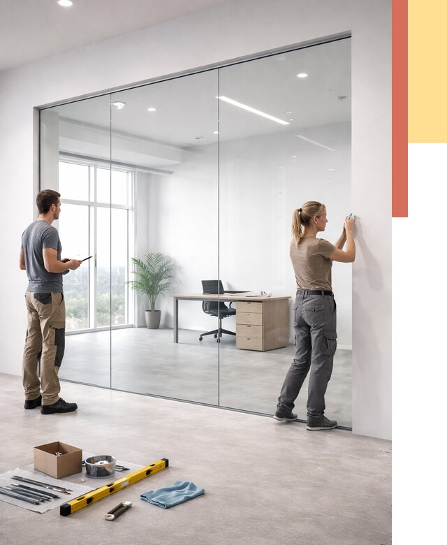 Перегородки из закаленного стекла в Йошкар-Оле от 9715 руб. под ключ | ОТДЕЛОЧНИК-Шкр