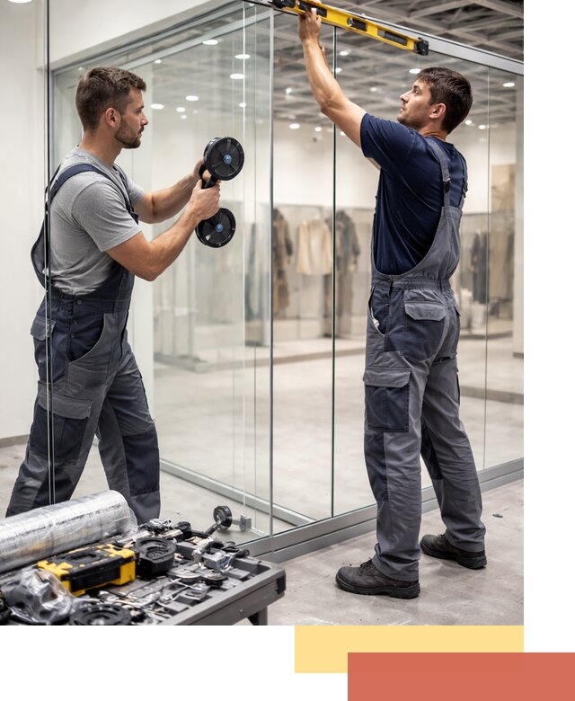 Стеклянные перегородки для магазинов в Йошкар-Оле — монтаж и установка