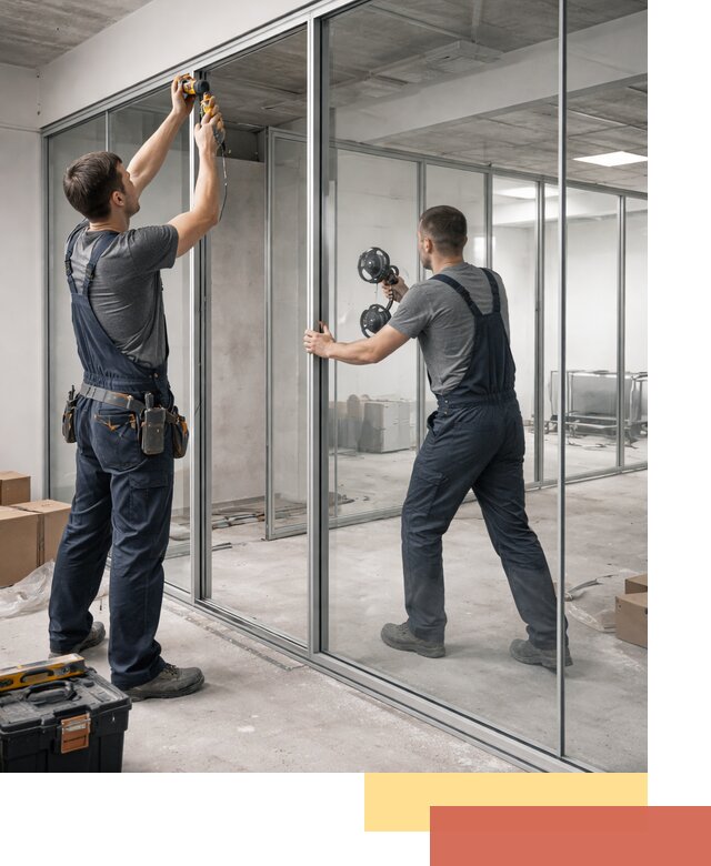 Алюминиевые перегородки со стеклом в Йошкар-Оле — изготовление и монтаж