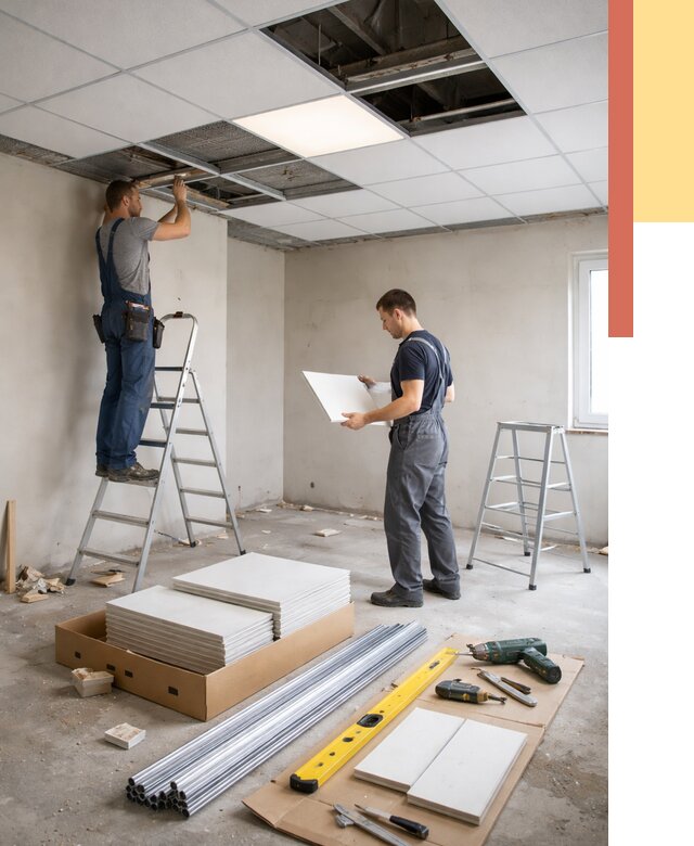 Монтаж потолка армстронг в Йошкар-Оле от 4602 руб/м2 — быстрая установка под ключ | ОТДЕЛОЧНИК-Шкр