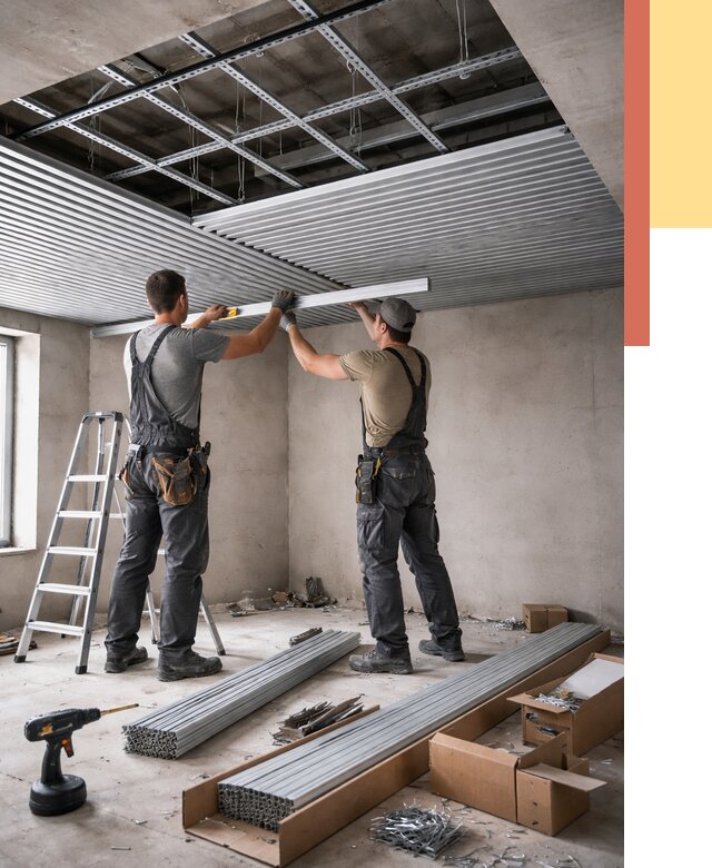 Монтаж реечного потолка в Йошкар-Оле от 4602 руб. под ключ | ОТДЕЛОЧНИК-Шкр