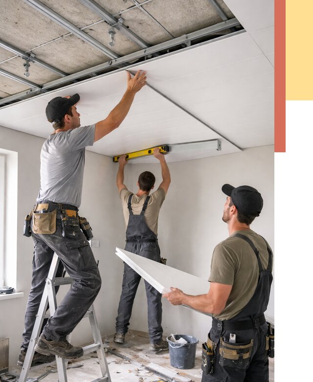 Монтаж потолка из ПВХ панелей в Йошкар-Оле от 3579 руб./м2 — быстро и недорого | ОТДЕЛОЧНИК-Шкр