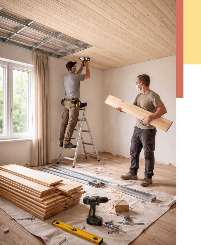 Монтаж потолка из вагонки в Йошкар-Оле от 6647 руб. | Быстро и недорого — ОТДЕЛОЧНИК-Шкр