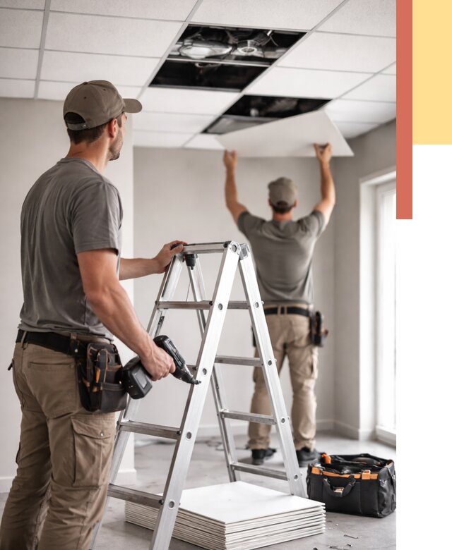 Обслуживание подвесного потолка в Йошкар-Оле от 3579 руб. — быстро и недорого | ОТДЕЛОЧНИК-Шкр