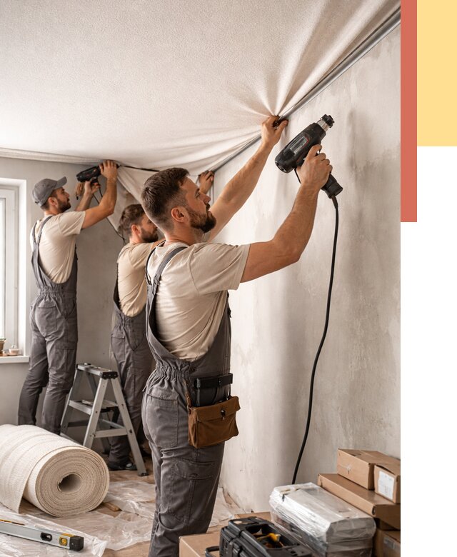 Монтаж фактурного натяжного потолка в Йошкар-Оле от 767 руб. — ОТДЕЛОЧНИК-Шкр