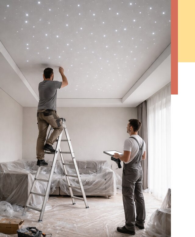 Монтаж натяжного потолка «звездное небо» в Йошкар-Оле от 6647 руб. | ОТДЕЛОЧНИК-Шкр