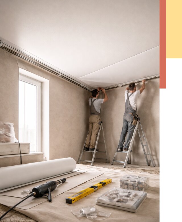 Монтаж натяжного потолка в спальне в Йошкар-Оле от 3886 руб. под ключ | ОТДЕЛОЧНИК-Шкр