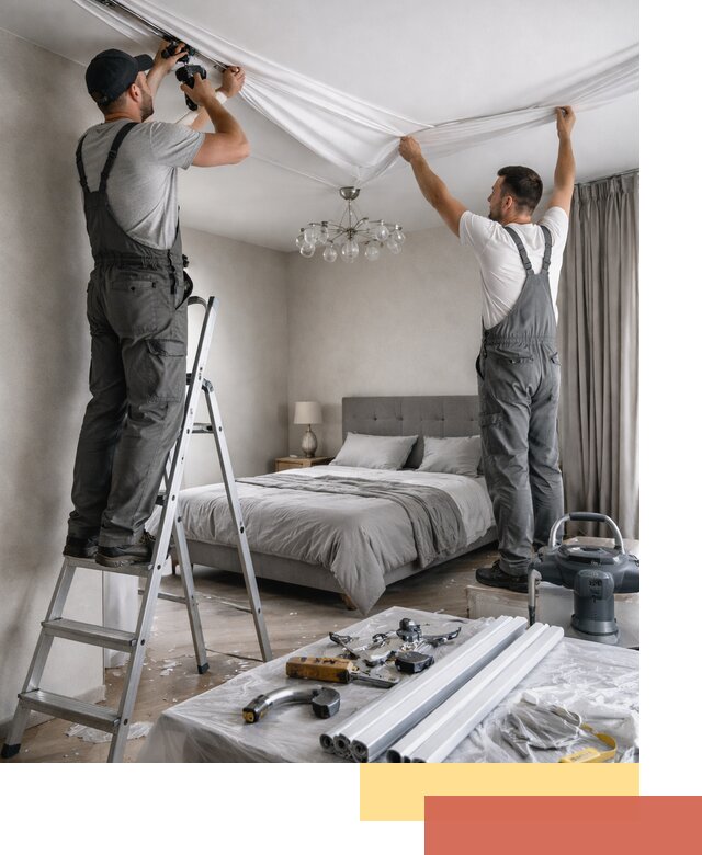 Монтаж натяжного потолка в спальне в Йошкар-Оле