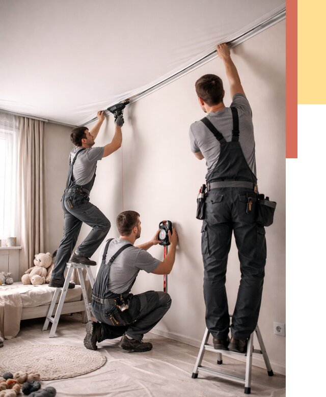 Монтаж натяжного потолка в детской в Йошкар-Оле от 3579 руб. — быстро и недорого | ОТДЕЛОЧНИК-Шкр