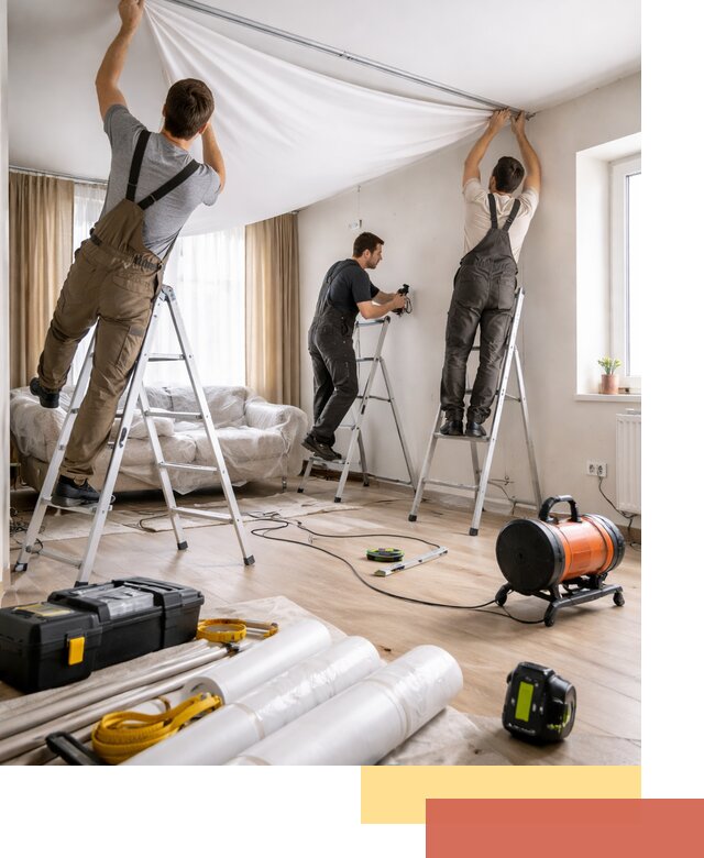 Монтаж натяжного потолка в гостиной в Йошкар-Оле