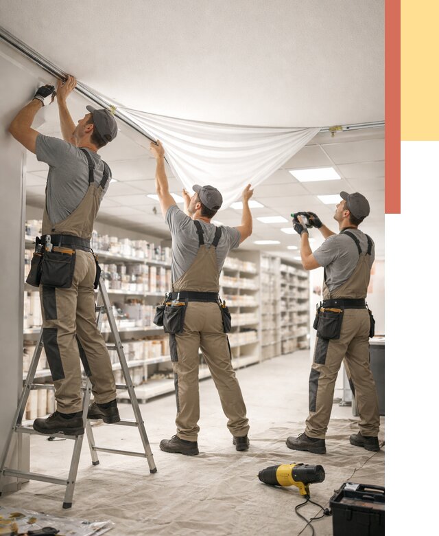 Монтаж натяжного потолка в магазине в Йошкар-Оле от 4602 руб. быстро и недорого | ОТДЕЛОЧНИК-Шкр
