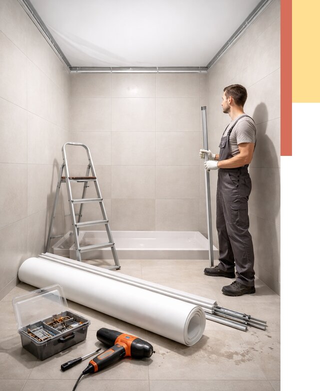 Монтаж натяжного потолка в санузле в Йошкар-Оле от 1892 руб. — ОТДЕЛОЧНИК-Шкр