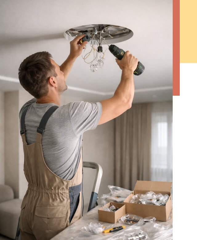 Установка люстры в натяжной потолок в Йошкар-Оле от 1227 руб. | Быстро и недорого — ОТДЕЛОЧНИК-Шкр