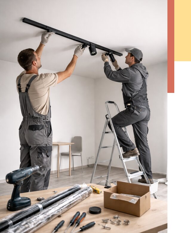 Установка трековых светильников в натяжной потолок в Йошкар-Оле от 4295 руб. | ОТДЕЛОЧНИК-Шкр