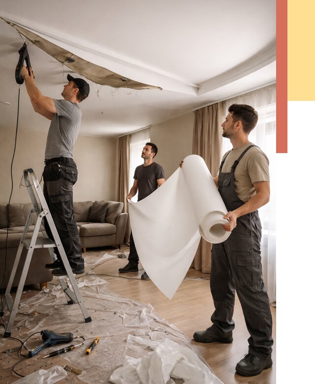 Замена полотна натяжного потолка в Йошкар-Оле от 9715 руб. быстро и недорого | ОТДЕЛОЧНИК-Шкр