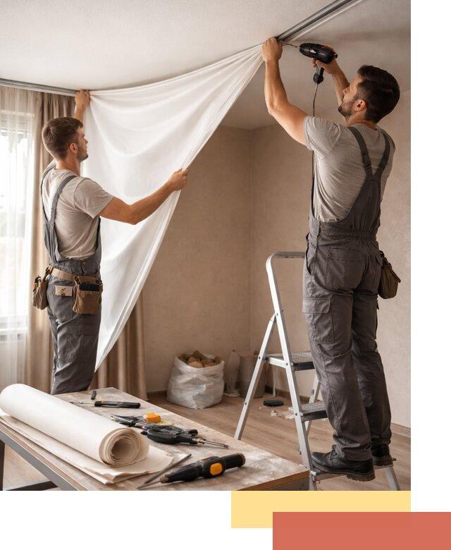 Замена полотна натяжного потолка в Йошкар-Оле быстро и качественно