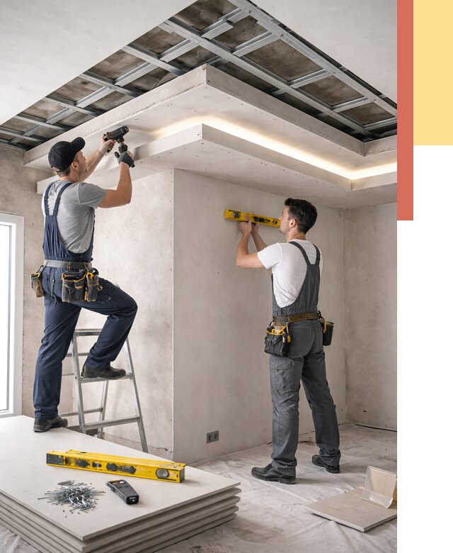 Двухуровневый потолок из гипсокартона в Йошкар-Оле от 1483 руб. под ключ | ОТДЕЛОЧНИК-Шкр