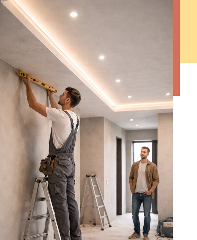 Потолок из гипсокартона с подсветкой в Йошкаре-Ола от 767 руб./м2 под ключ | ОТДЕЛОЧНИК-Шкр