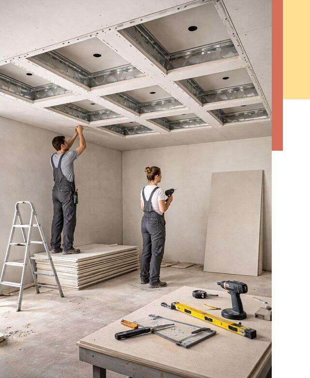 Кессонный потолок из гипсокартона в Йошкар-Оле от 1892 руб. — монтаж и под ключ | ОТДЕЛОЧНИК-Шкр