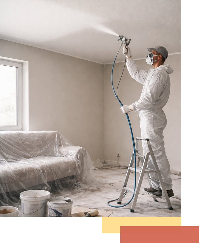 Покраска потолка краскопультом в Йошкар-Оле быстро и качественно