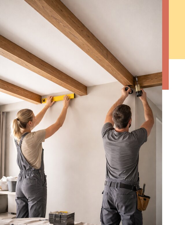 Монтаж декоративных балок на потолок в Йошкар-Оле от 4295 руб. — ОТДЕЛОЧНИК-Шкр